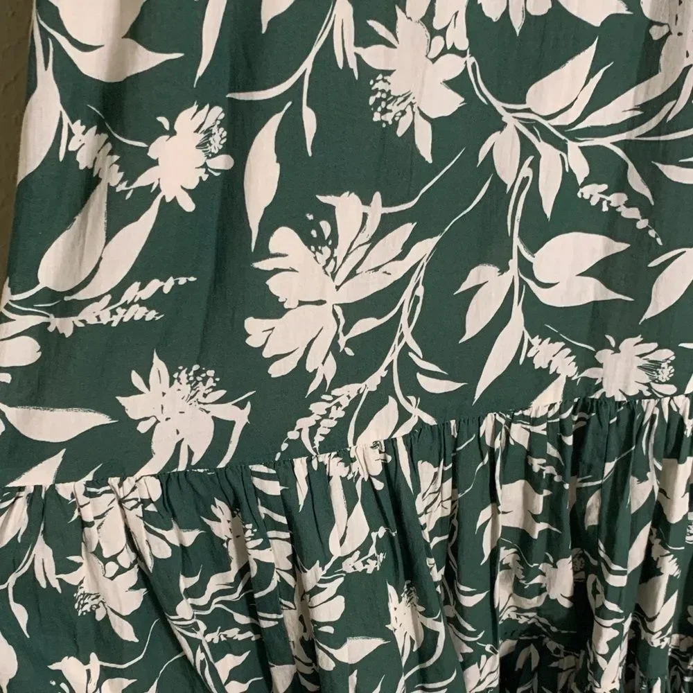 Abercrombie & Fitch Trapeze Maxi Dress Green Floral Sleeveless Boho Women’s XS